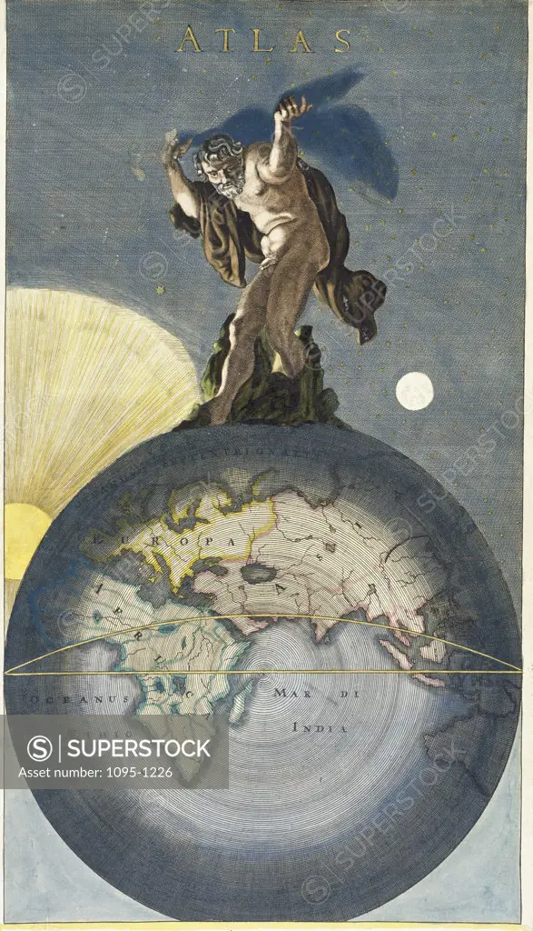 Atlas  17th C. Justus Danckerts (active 1660-1692/Dutch) Illustration 