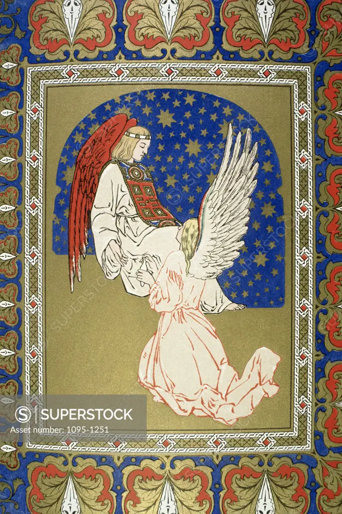 Angel with Red Wings and Another at its Knees (from 'Paradise and The Peri' by Moore) 1860 Artist Unknown Newberry Library, Chicago, Illinois, USA