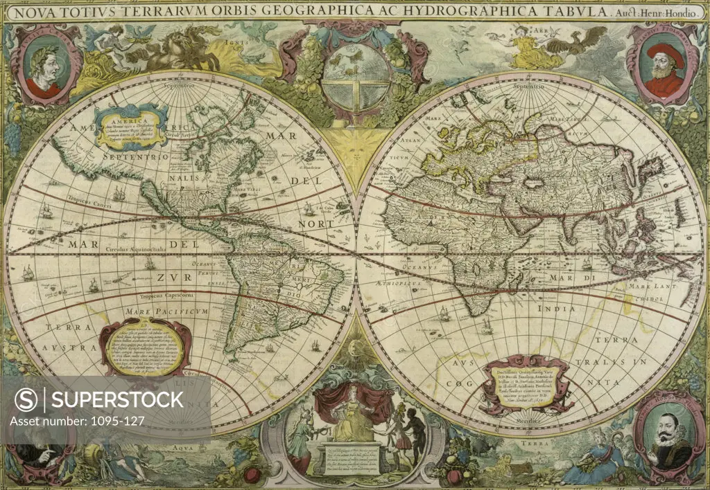 Map Of The World 1641 Hendrik Hondius (Dutch) Newberry Library, Chicago  