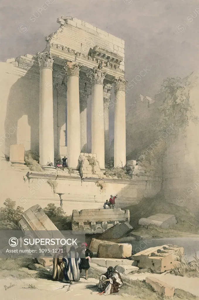 Remains Of The Western Portico, Baalbec (From "The Holy Land: Syria, Idumea, Arabia.....) 1839 David Roberts (1796-1864 Scottish) Illustration Newberry Library, Chicago, Illinois, USA