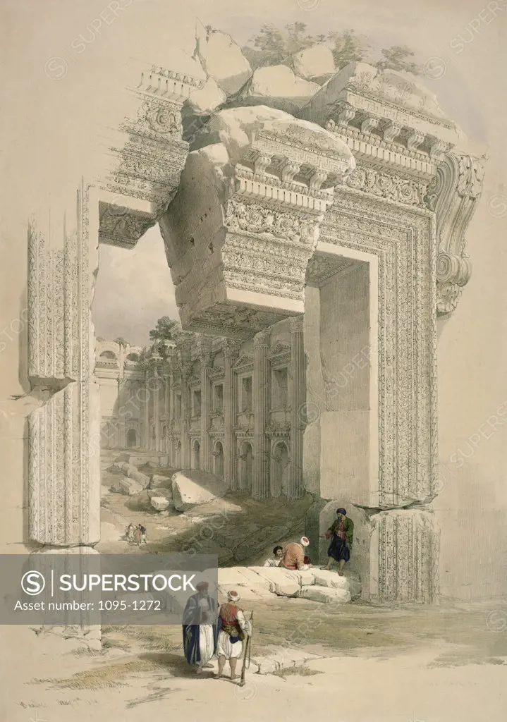 The Doorway, Baalec (From "The Holy Land: Syria, Idumea, Arabia.....) 1839 David Roberts (1796-1864 Scottish) Illustration Newberry Library, Chicago, Illinois, USA
