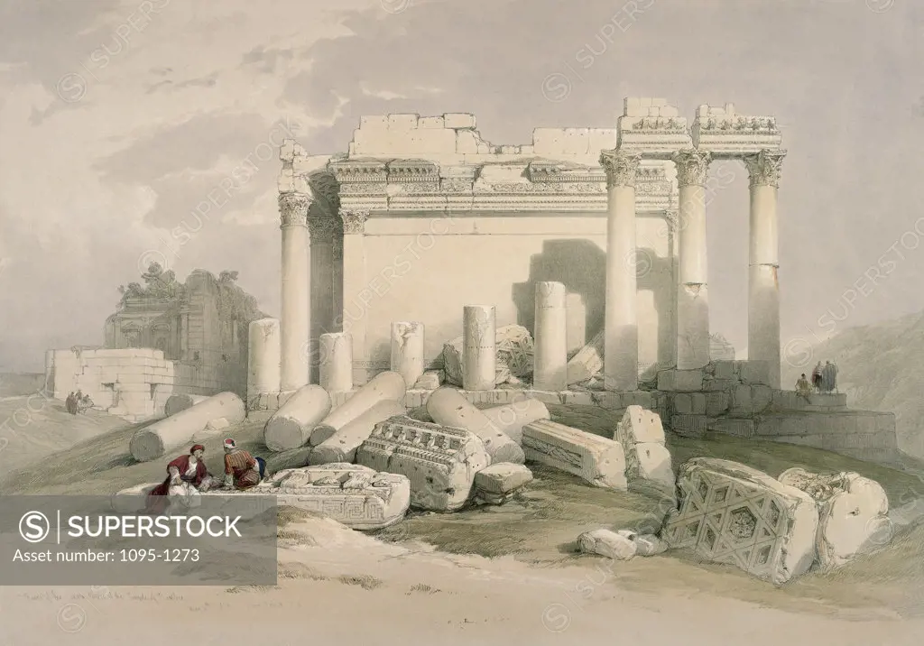 Portion Of The Eastern Portico (From "The Holy Land: Syria, Idumea, Arabia.....) 1839 David Roberts (1796-1864 Scottish) Illustration Newberry Library, Chicago, Illinois, USA