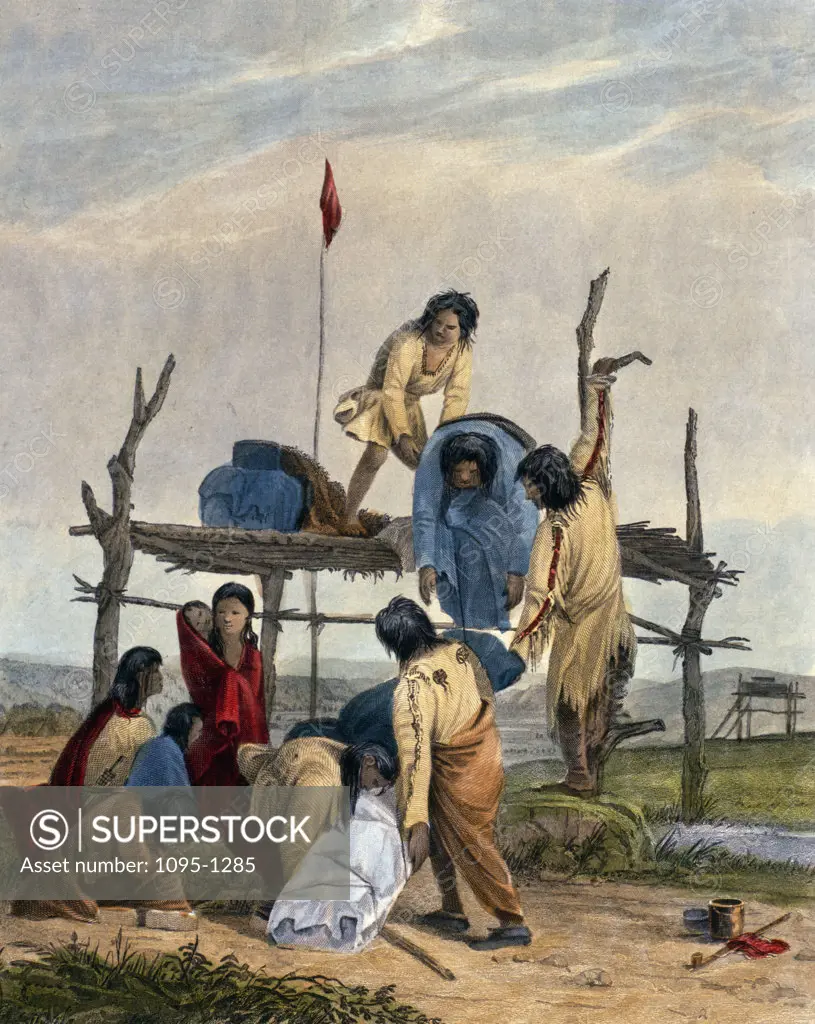 Indian Burial (by Seth Eastman from The American Aboriginal Portfolio by Mary Eastman,  1853,  (1808-1878),  USA,  Chicago,  Newberry Library