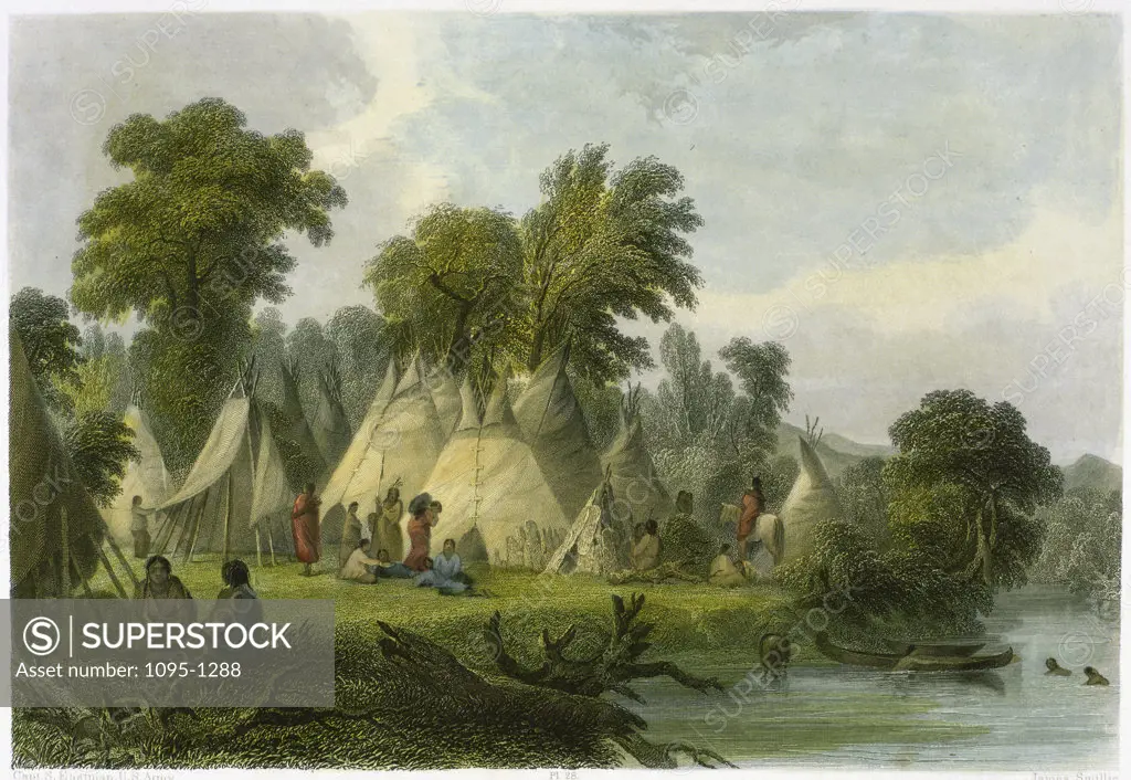 Dakota Encampment (from "The American Aboriginal Portfolio" by Mary Eastman)  1853 Seth Eastman (1808-1878 American) Newberry Library, Chicago 