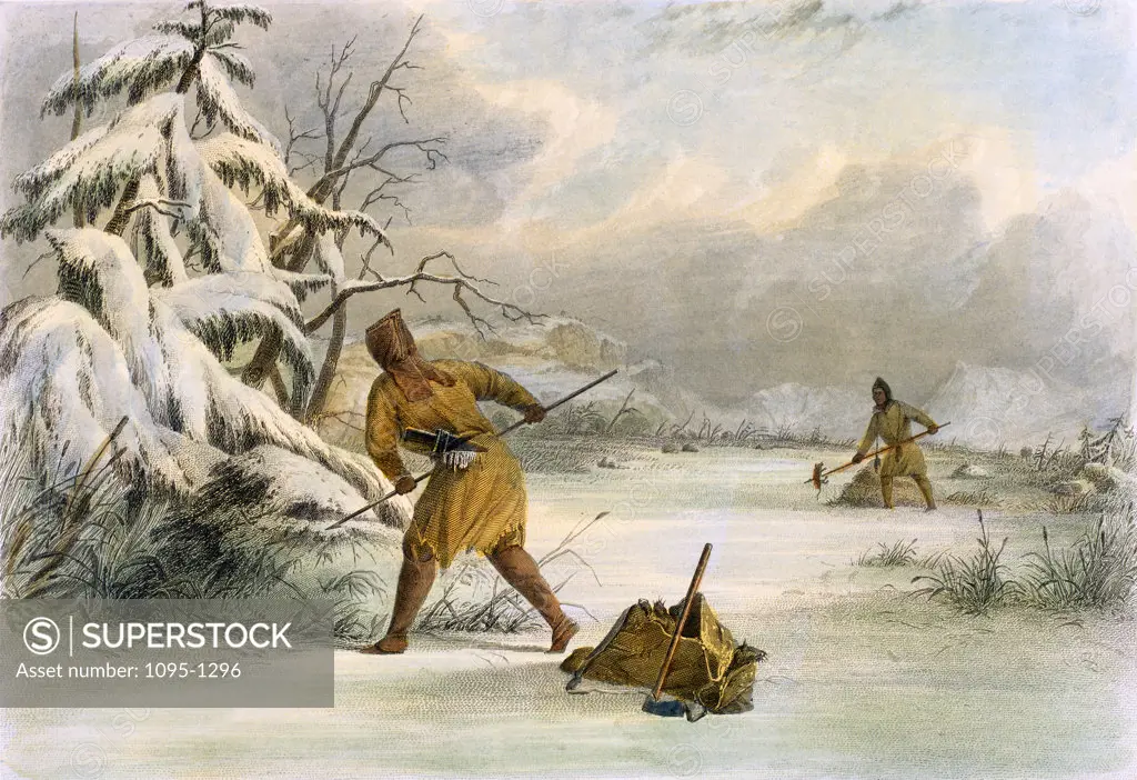 Spearing Muskrats in Winter(from "The American Aboriginal Portfolio" by Mary Eastman) 1853 Seth Eastman (1808-1878 American) Newberry Library, Chicago 