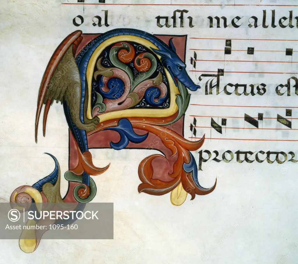 Gradual Illumination - dragon,  manuscript,  USA,  Chicago,  Newberry Library