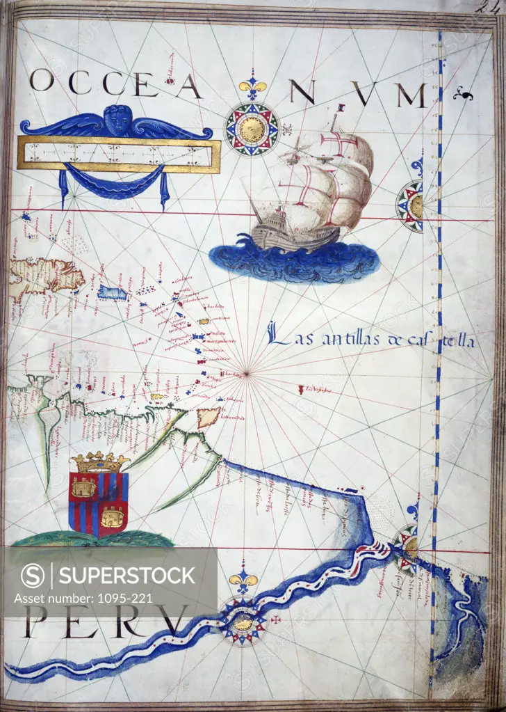 Portolan Atlas Illumination by Sebastiano Lopes,  1546,  USA,  Chicago,  Newberry Library