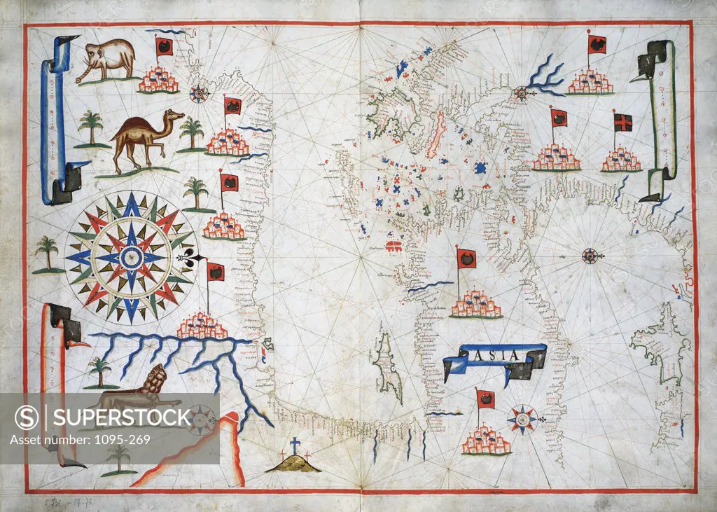 Asia From "Portolan Atlas Of Four Charts" 1612 Maps Newberry Library, Chicago, Illinois, USA