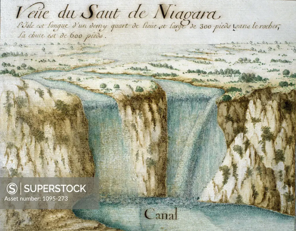 Niagara Falls - from "Cartes Marines - a la Substitution du Valdec"  c. 1640-1726  Newberry Library, Chicago  