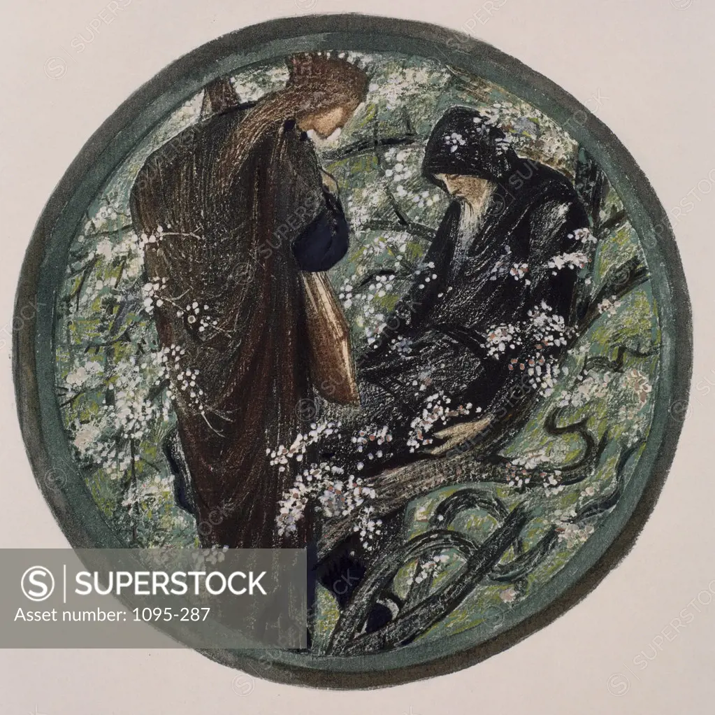 Witches Tree.  Nimue Beguiling Merlin With Enchantment  (From "The Flower Book") Edward Burne-Jones (1833-1898 British) Newberry Library, Chicago 