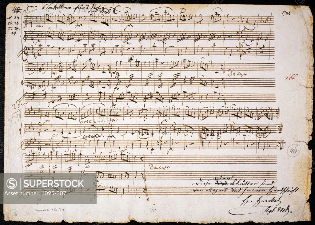 Six Contre Danses, K.V. 462, for two Violins & Bass from "Six Contre Danses" Wolfgang Amadeus Mozart (1756-1791 Austrian) Newberry Library, Chicago 