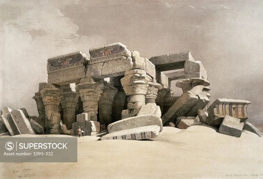 Ruins of the Temple of Kom-Ombo, Upper Egypt from "Egypt and Nubia" 1846-49 David Roberts (1796-1864 Scottish) Newberry Library, Chicago