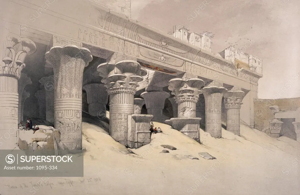Portico Of The Temple Of Edfou, Upper Egypt From "Egypt And Nubia" 1846-49 David Roberts (1796-1864 Scottish) Newberry Library, Chicago, Illinois, USA