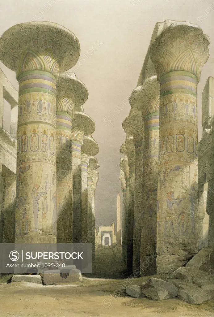 Central Avenue of the Great Hall of Columns, Karnak - from Egypt and Nubia 1846-1849 David Roberts (1796-1864 Scottish) Newberry Library, Chicago