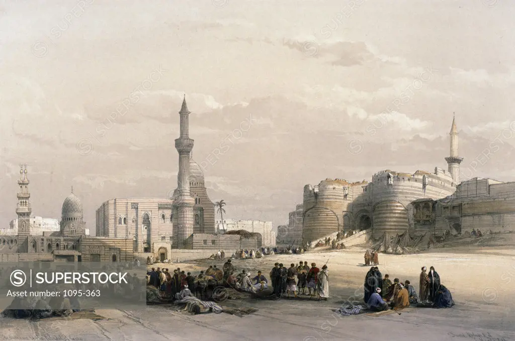 Entrance to Citadel of Cairo,  from Egypt and Nubia,  by David Roberts,  1846-49,  (1796-1864),  USA,  Illinois,  Chicago,  Newberry Library