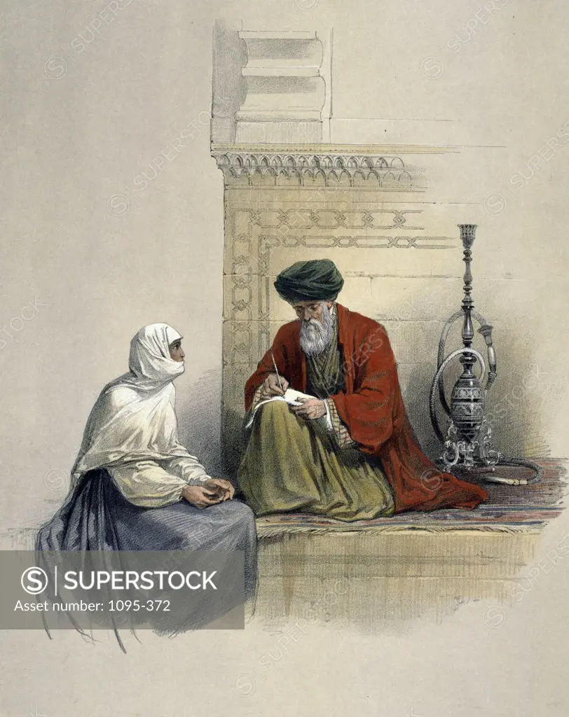The Letter-Writer,  Cairo,  from Egypt and Nubia,  by David Roberts,  (1796-1864),  USA,  Illinois,  Chicago,  Newberry Library