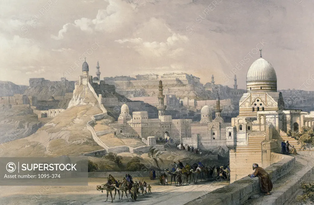 Citadel of Cairo,  Residence of the Pasha,  from Egypt and Nubia,  David Roberts,  1846-49,  (1796-1864),  USA,  Illinois,  Chicago,  Newberry Library