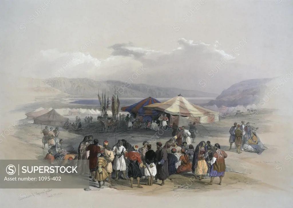 Encampment Of Pilgrims At Jericho From: "Roberts Views Of The Holy Land" 1839 David Roberts (1796-1864 Scottish) Newberry Library, Chicago, Illinois, USA