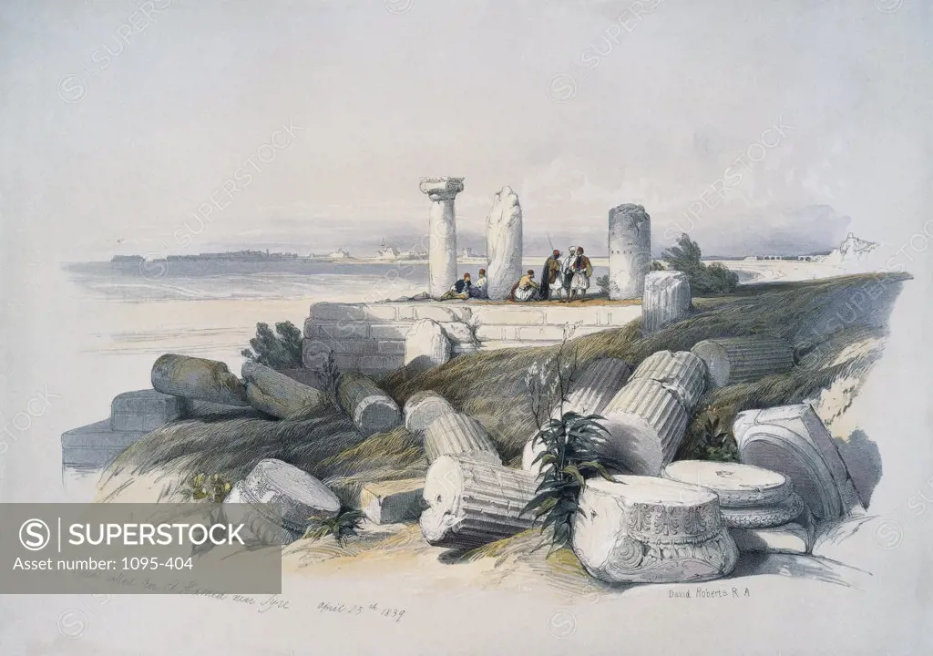 Ruins Called Om El Hamed Near Tyre From: "Roberts Views Of The Holy Land" 1839 David Roberts (1796-1864 Scottish) Newberry Library, Chicago, Illinois, USA