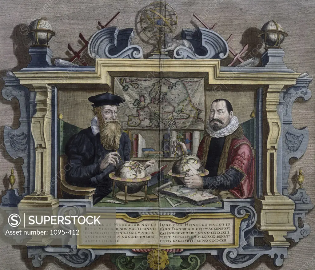 Gerardus Mercator, Iudocus Hondius  Two Men Measuring Distance  Artist Unknown  Newberry Library, Chicago  