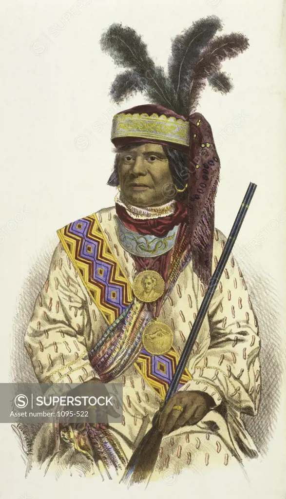 Billy Bowlegs, A Seminole Chief   (History Of The Indian Tribes Of North American) Thomas Lorraine McKenney Illustration   Newberry Library, Chicago 
