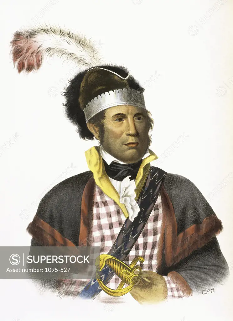 McIntosh, A Creek Chief  1854 History Of The Indian Tribes Of North America Thomas Lorraine McKenney  Illustration Newberry Library, Chicago 