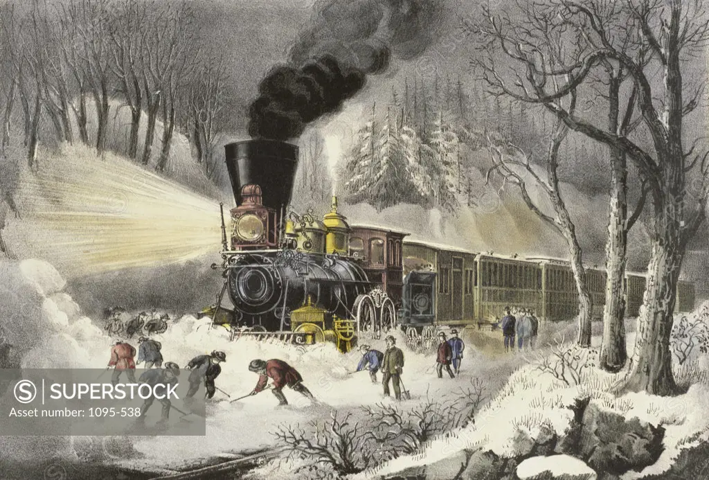 An American Railroad Scene/Snowbound 1871 Currier & Ives (Active 1857-1907/American) Color Llithograph Newberry Library, Chicago, Illinois, USA