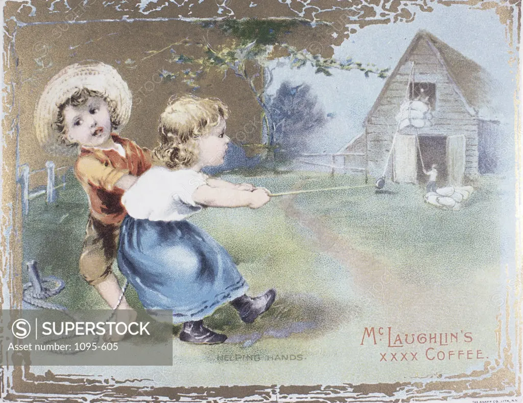 Mclaughlin's Coffee-Helping Hands,  Chicago Trade Cards,  19th Century