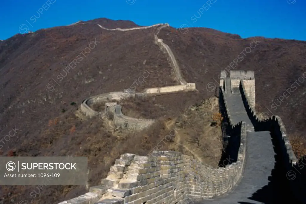 High angle view of a surrounding wall, Great Wall of China, China
