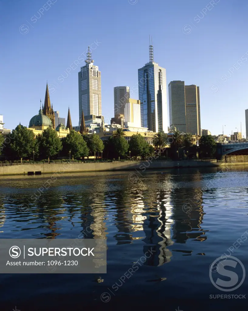 Skyscrapers in a city, Yarra River, Melbourne, Australia