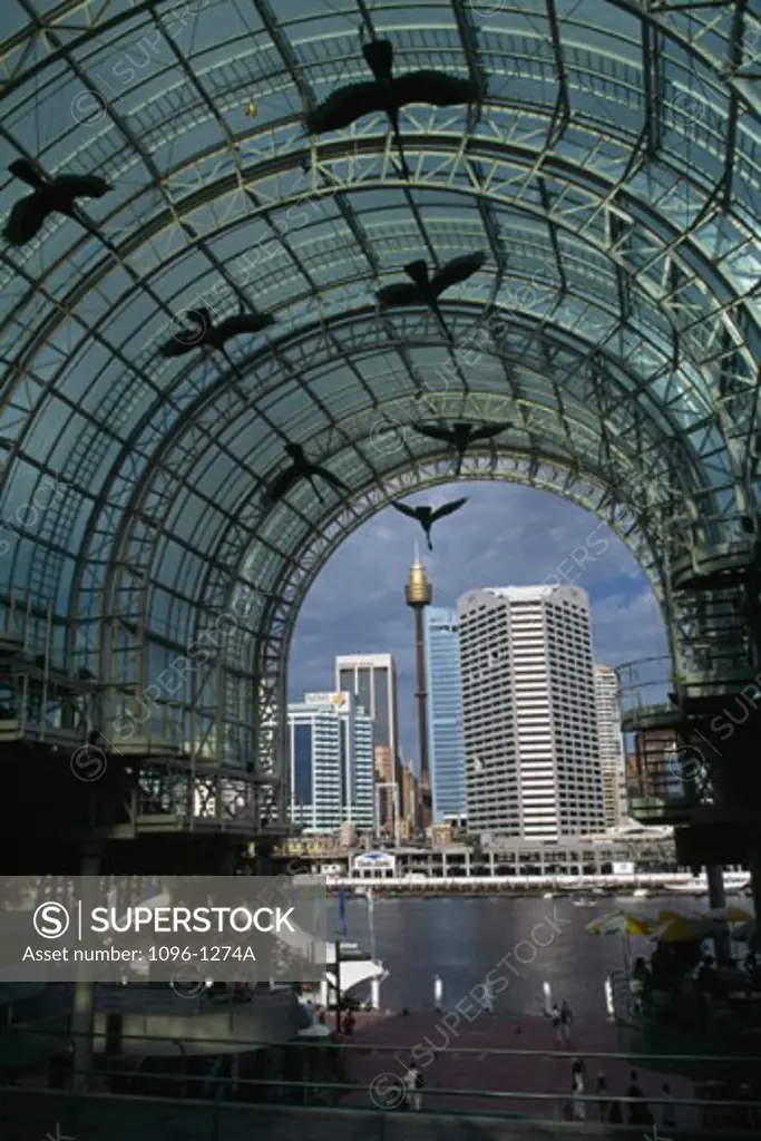 Group of people in a shopping mall, Harbourside Shopping Centre, Darling Harbor, Sydney, New South Wales, Australia