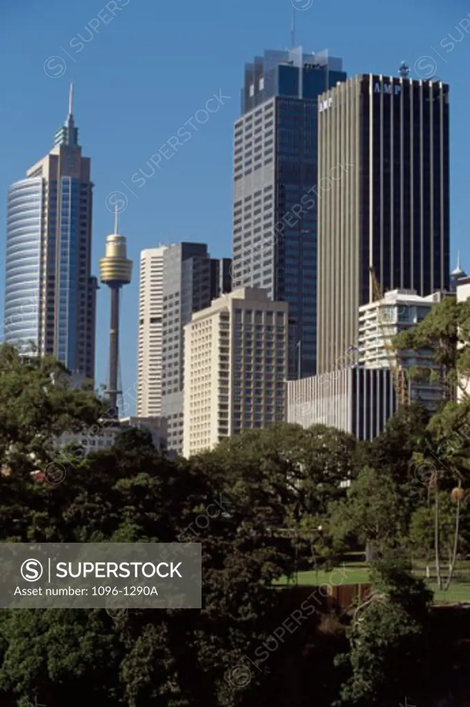 Low angle view of skyscrapers, Sydney, New South Wales, Australia
