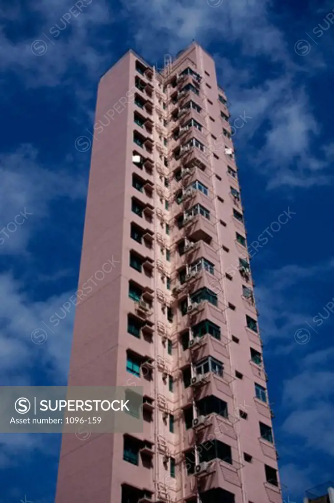 Low angle view of a residential building, Hong Kong, China