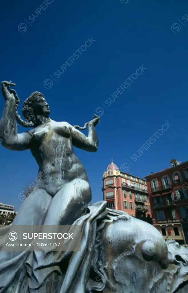 Low angle view of a statue, Place Massena, Nice, France