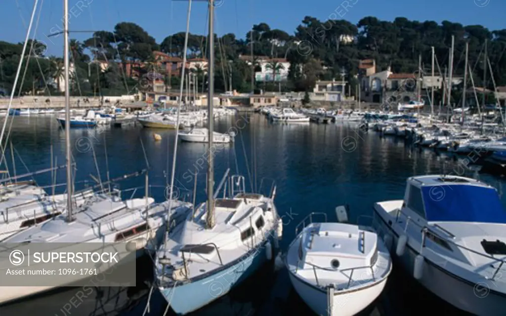 Boats moored in a port, France