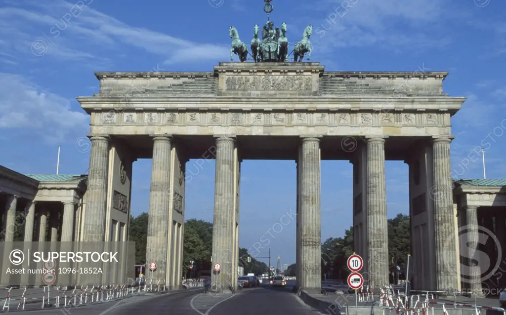 Low angle view of a memorial gate, Brandenburg Gate, Berlin, Germany