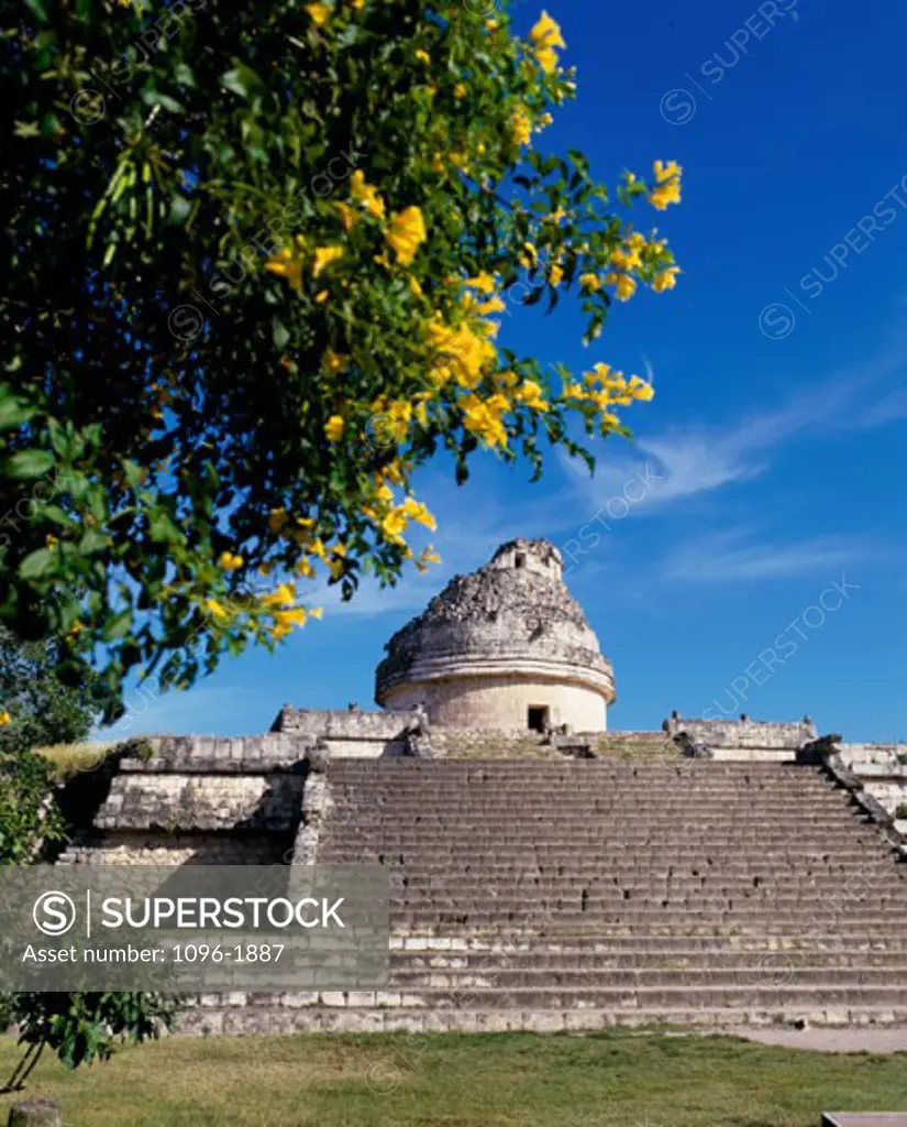 Low angle view of El Caracol Observatory, Chichen Itza (Mayan), Mexico
