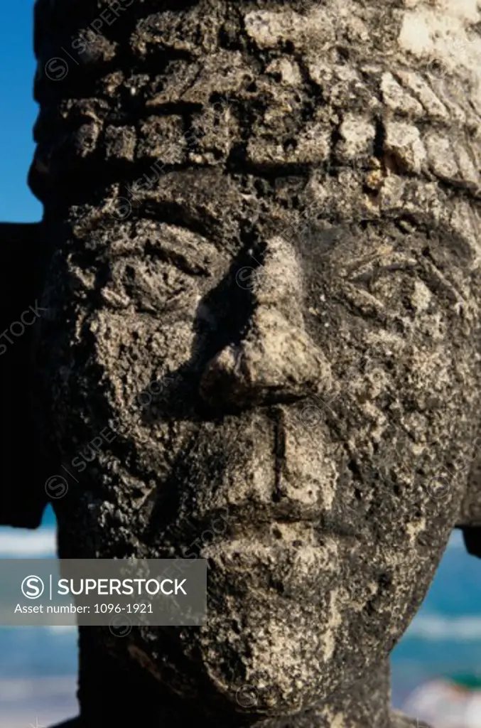 Close-up of Chac Mool statue, Cancun, Mexico