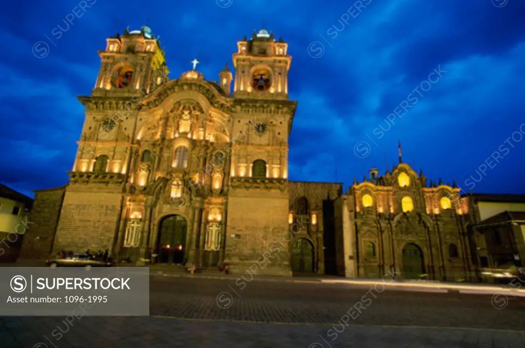 Facade of La Compania Church, Cuzco, Peru