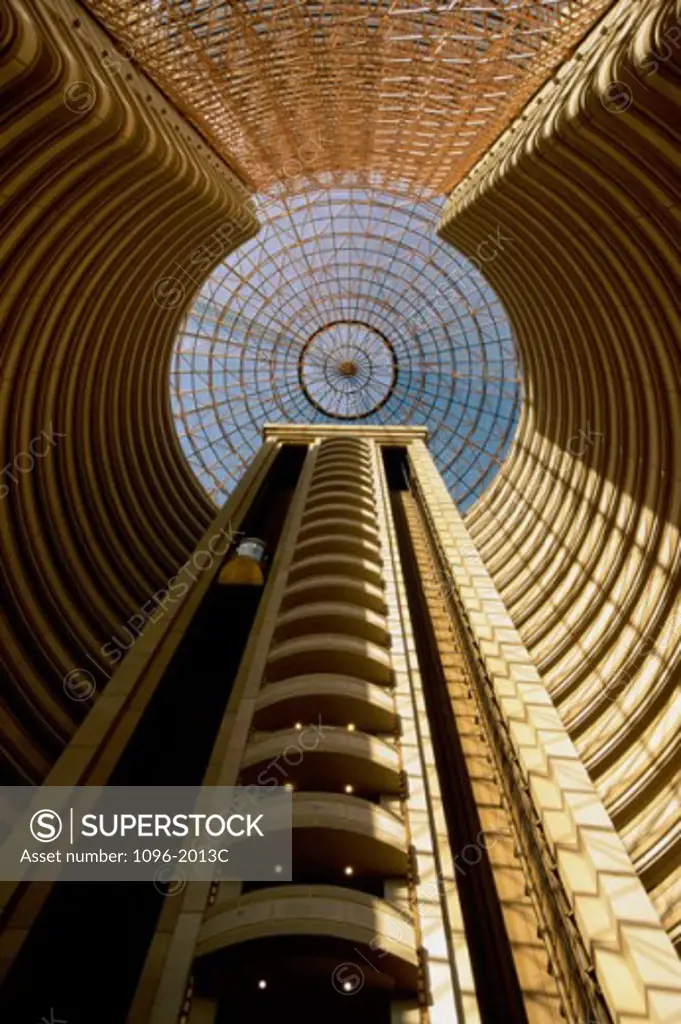 Low angle view of an elevator shaft inside a building, Santiago, Chile