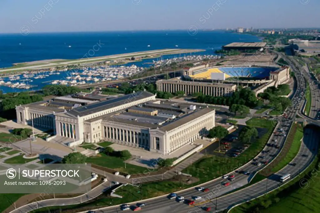 Aerial view of the Field Museum, Chicago, Illinois, USA