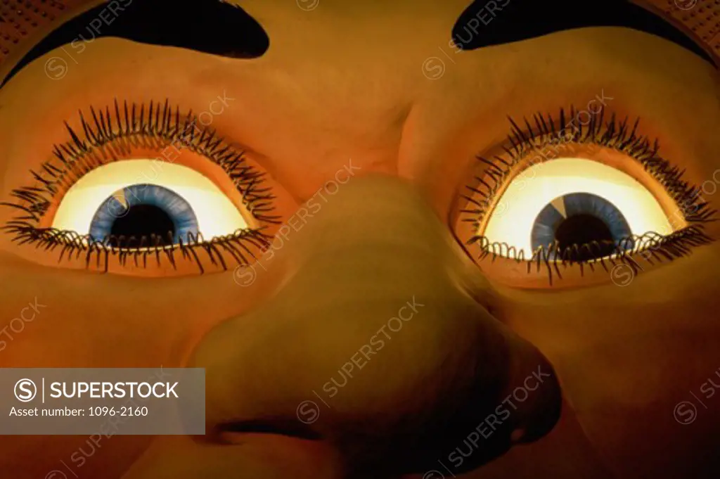 Close-up of a painted human face, Luna Park, Sydney, Australia