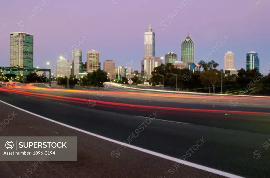 Streaks of light on a road, Perth, Australia