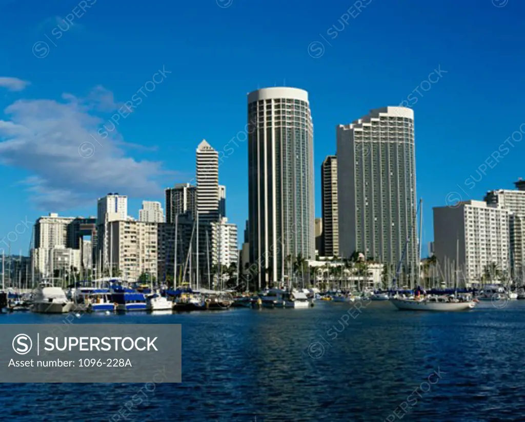 Buildings on the waterfront, Honolulu, Oahu, Hawaii, USA