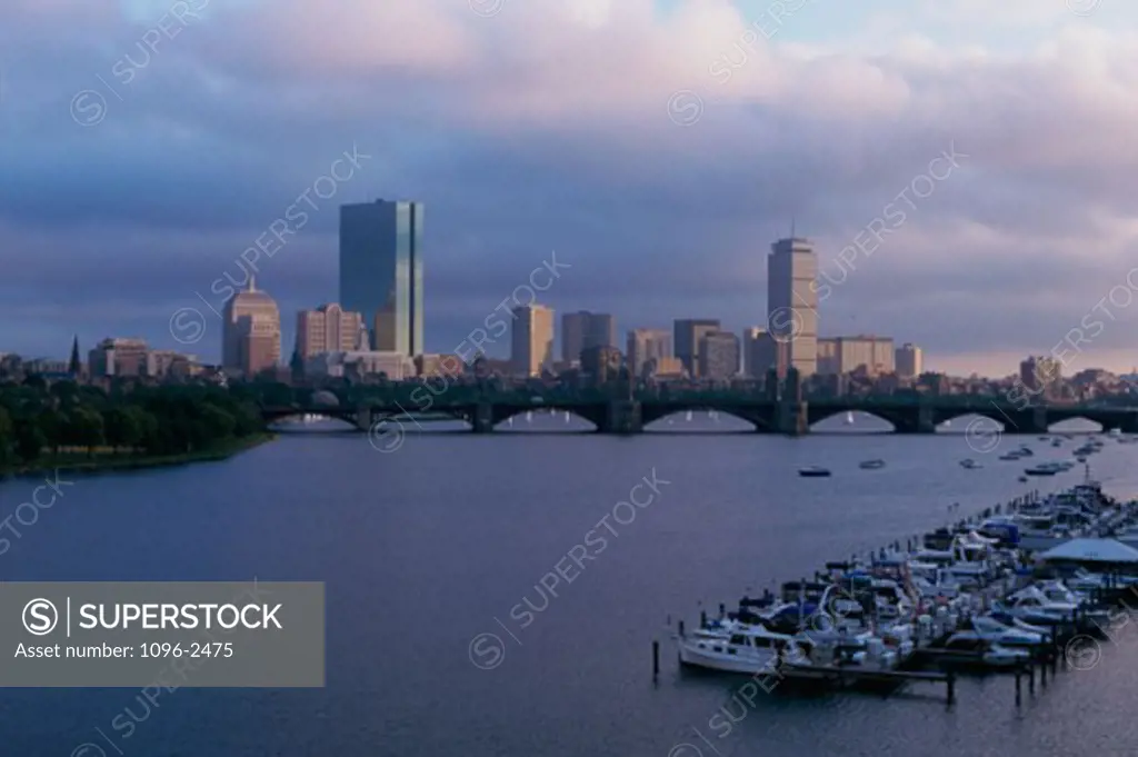 Boats docked in a harbor, Charles River, Boston, Massachusetts, USA