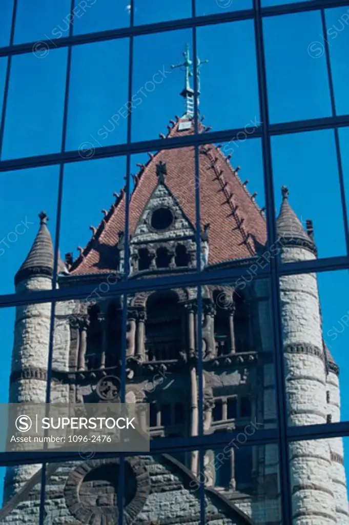 Reflection of a church on a building, Trinity Church, Boston, Massachusetts, USA