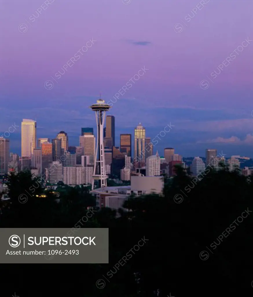 Seattle skyline at dusk, Seattle, Washington, USA