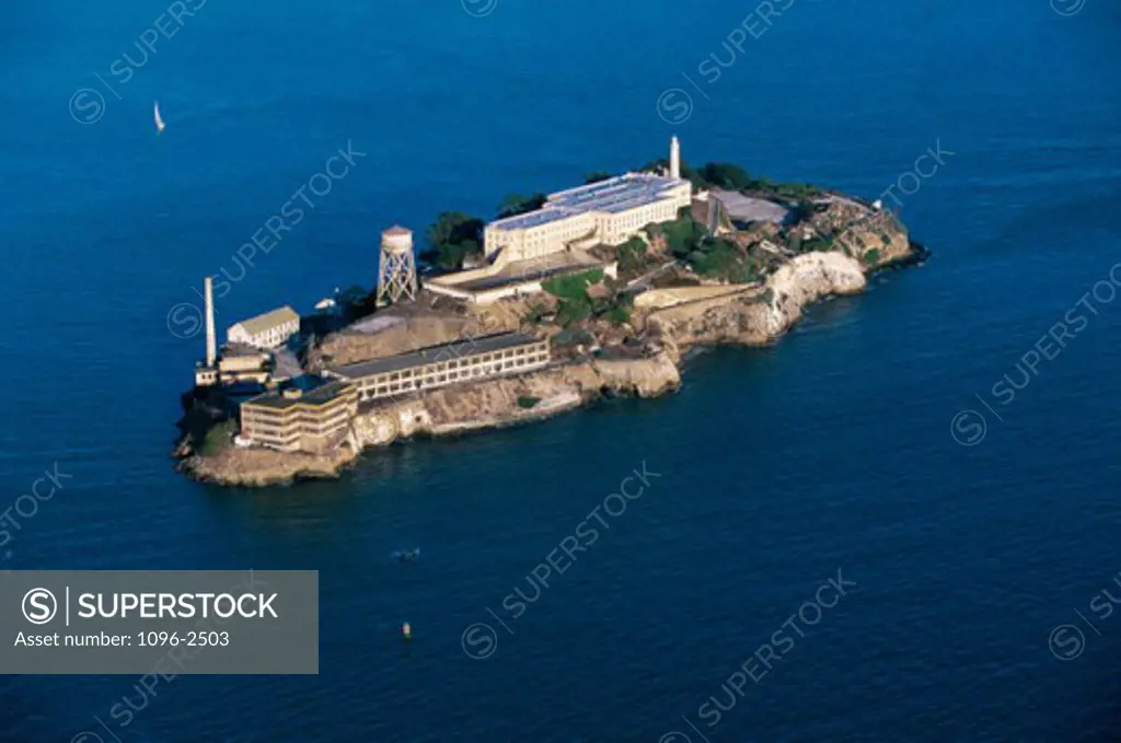 Aerial view of Alcatraz Island, San Francisco, California, USA