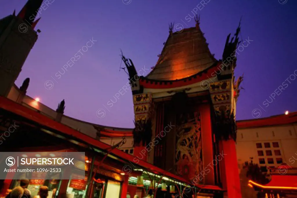 Low angle view of the Mann's Chinese Theater, Hollywood, Los Angeles, California, USA