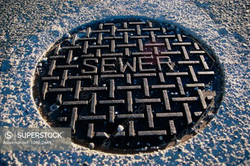 Close-up of a manhole cover